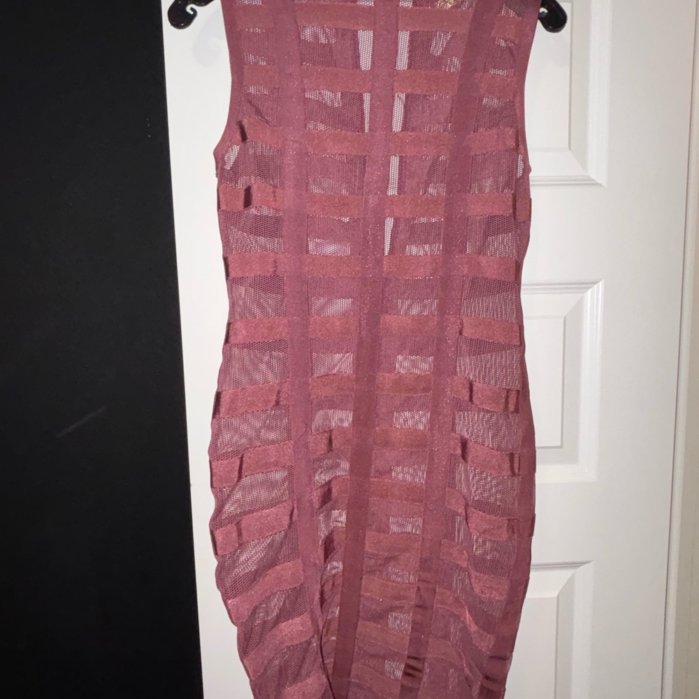 Mauve Sleeveless Sheer-Panel Mini Dress